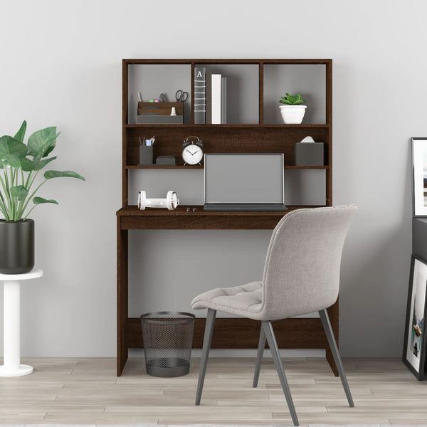Schreibtisch mit Regal Braun Eiche