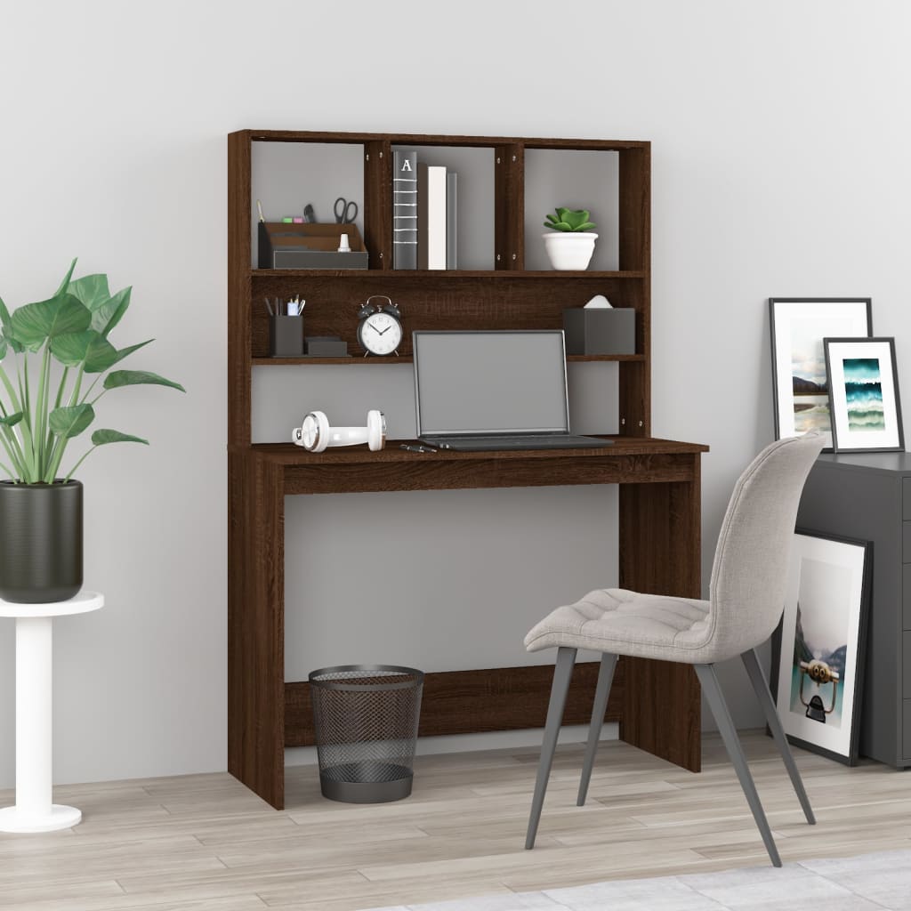 Schreibtisch mit Regal Braun Eiche