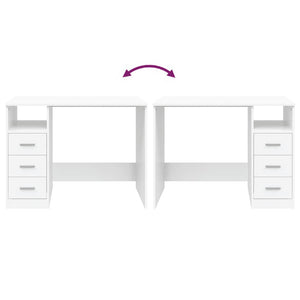 Schreibtisch Weiß mit Schubladen 102x50 cm