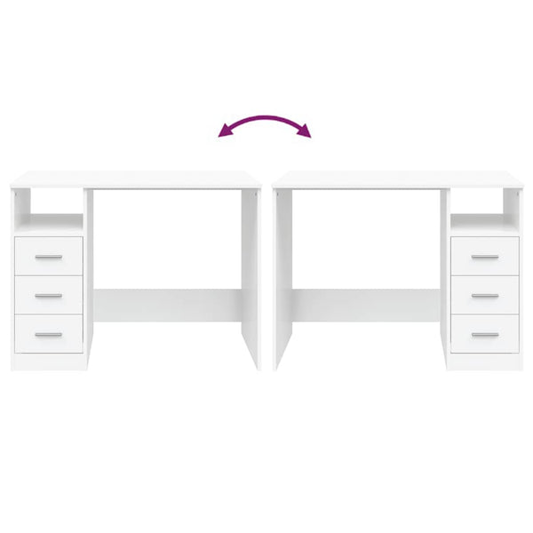 Schreibtisch Weiß mit Schubladen 102x50 cm