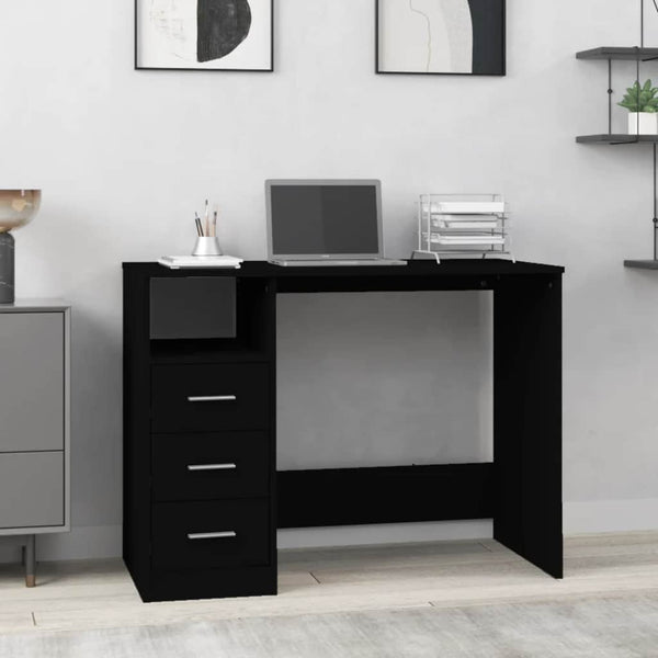 Schreibtisch Schwarz mit Schubladen 102x50 cm