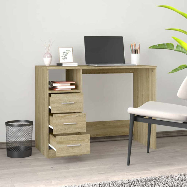 Schreibtisch Sonoma-Eiche mit Schubladen 102 cm