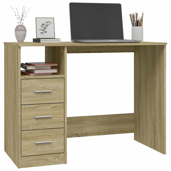 Schreibtisch Sonoma-Eiche mit Schubladen 102 cm