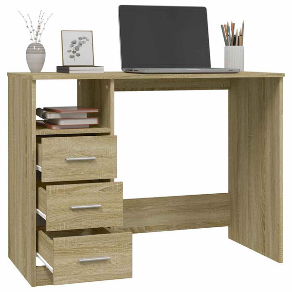Schreibtisch Sonoma-Eiche mit Schubladen 102 cm