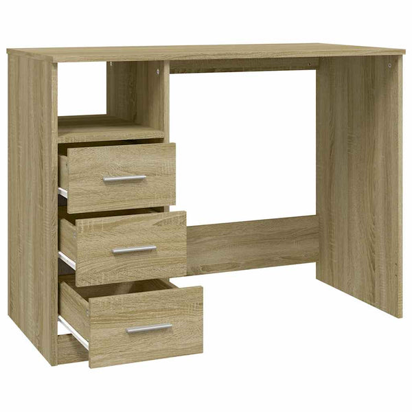 Schreibtisch Sonoma-Eiche mit Schubladen 102 cm