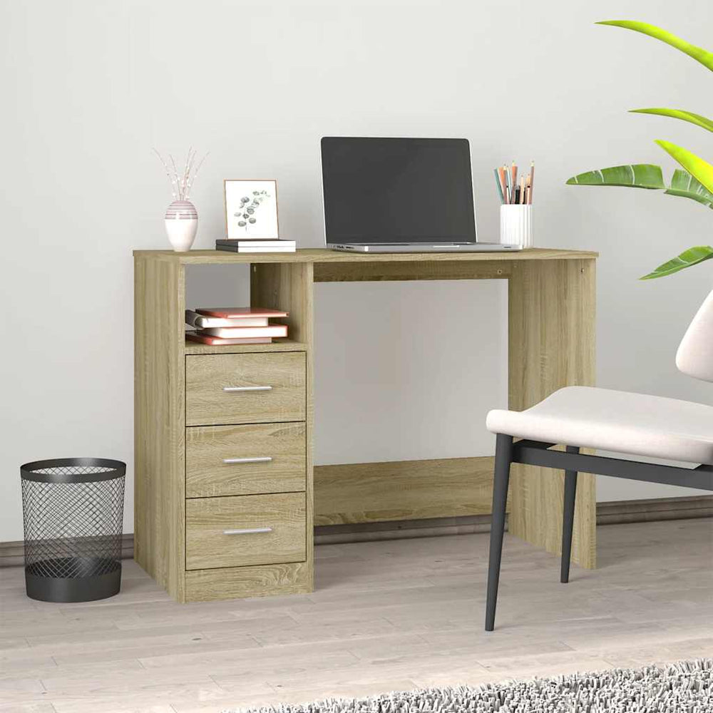 Schreibtisch Sonoma-Eiche mit Schubladen 102 cm