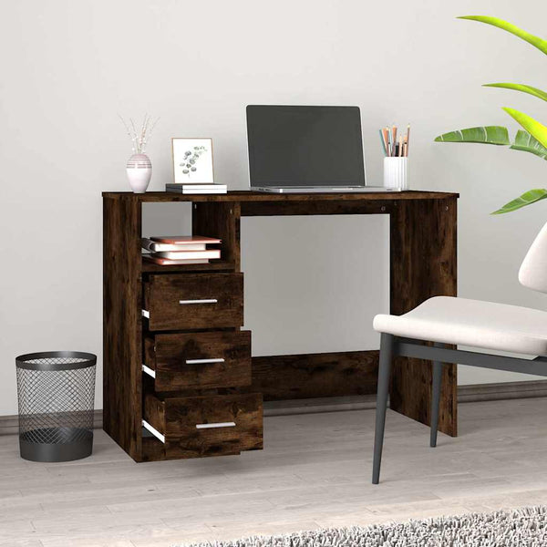 Schreibtisch Räuchereiche mit Schubladen 102x50 cm