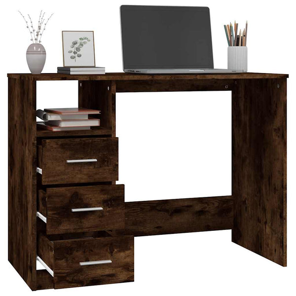 Schreibtisch Räuchereiche mit Schubladen 102x50 cm