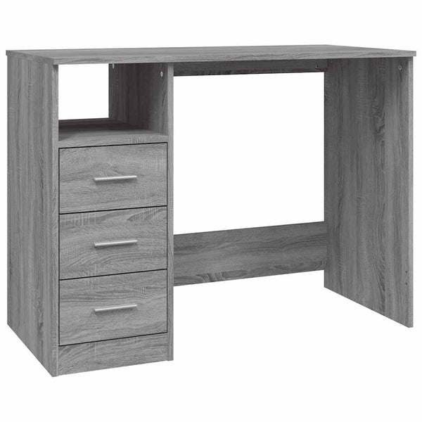 Schreibtisch Grau Sonoma mit Schubladen 102 cm