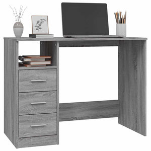 Schreibtisch Grau Sonoma mit Schubladen 102 cm