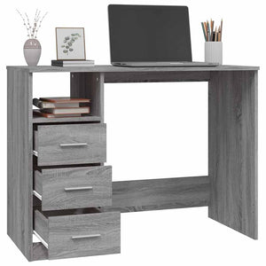 Schreibtisch Grau Sonoma mit Schubladen 102 cm