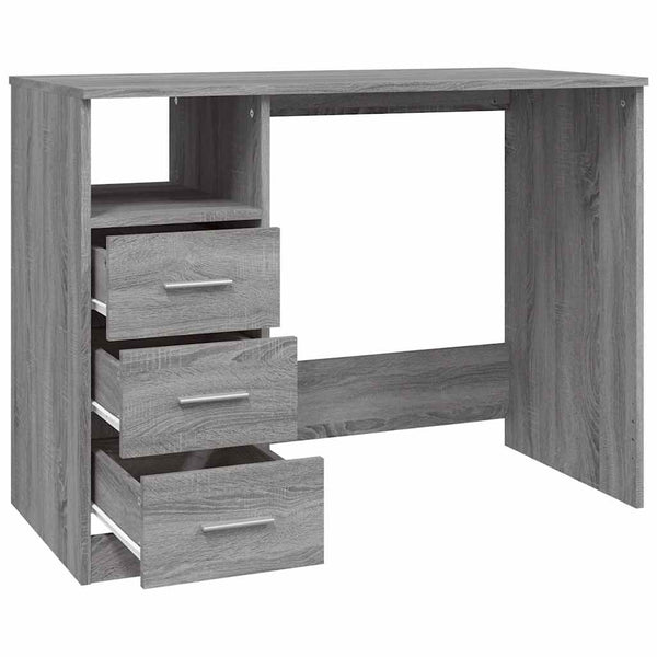 Schreibtisch Grau Sonoma mit Schubladen 102 cm