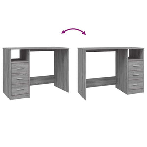 Schreibtisch Grau Sonoma mit Schubladen 102 cm