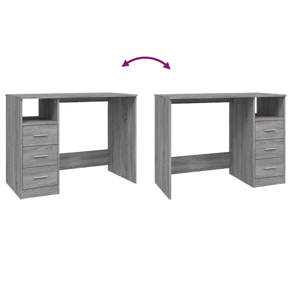 Schreibtisch Grau Sonoma mit Schubladen 102 cm