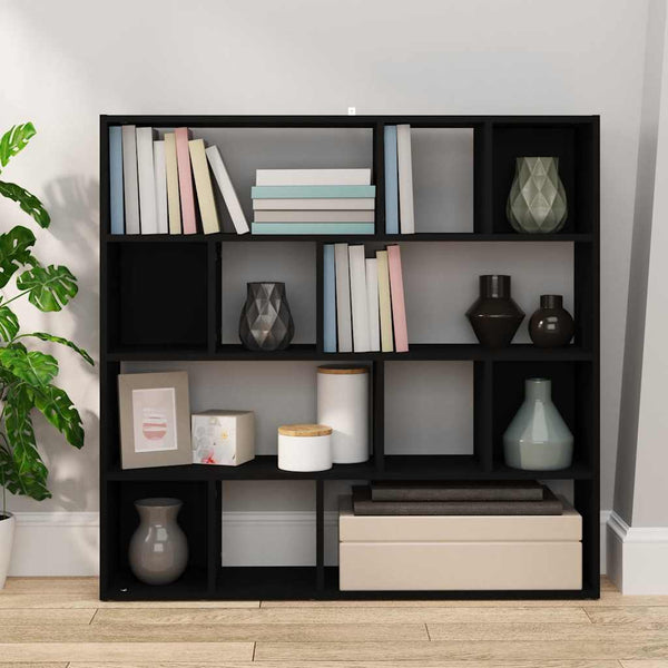 Schwarzes Bücherregal Raumteiler 105x102 cm