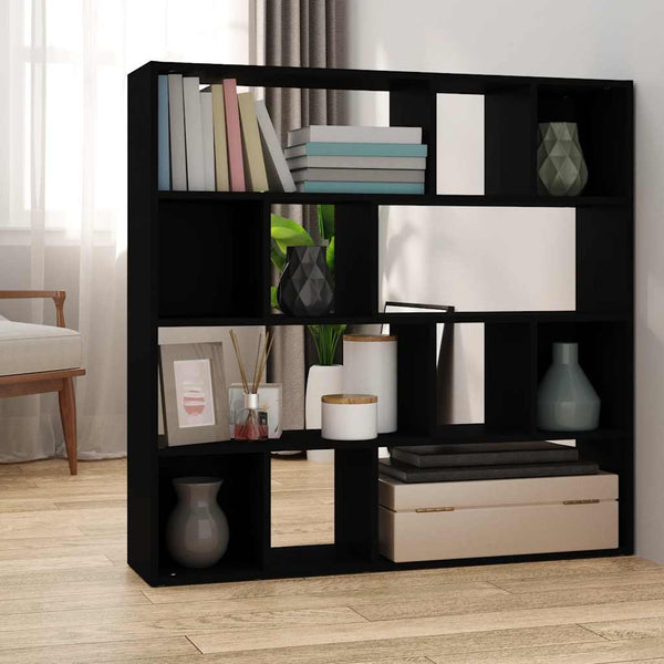 Schwarzes Bücherregal Raumteiler 105x102 cm