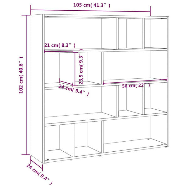 Schwarzes Bücherregal Raumteiler 105x102 cm