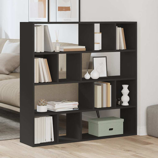 Schwarzes Bücherregal Raumteiler 105x102 cm