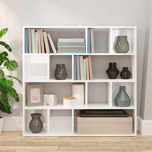 Hochglanz Bücherregal Raumteiler Weiß 105x102 cm