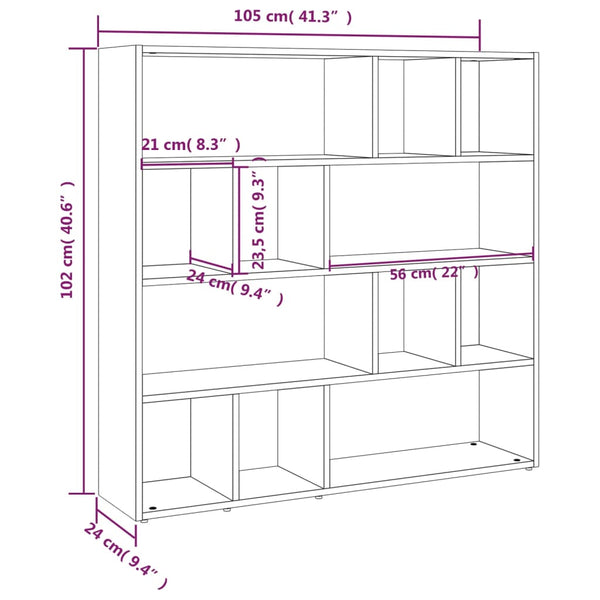 Hochglanz Bücherregal Raumteiler Weiß 105x102 cm