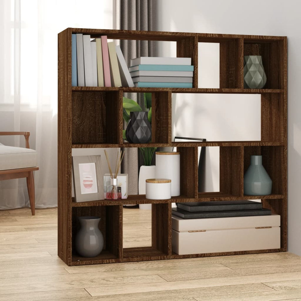 Braun Eichen Bücherregal Raumteiler 105x102 cm