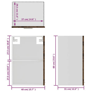 Hängeschrank Lyon Glas Räuchereiche 40x60 cm