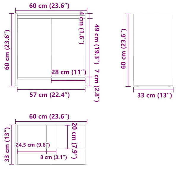 Badschrank Räuchereiche 60 cm