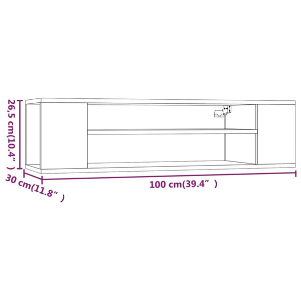 TV-Wandschrank Räuchereiche 100 cm