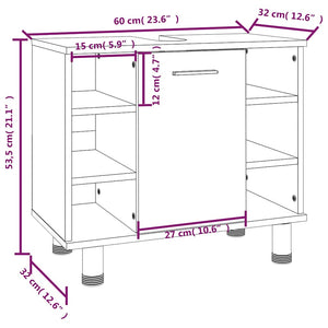 Badschrank Grau Sonoma 60 cm