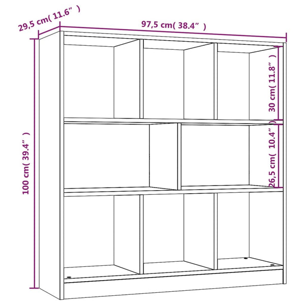 Bücherregal Grau Sonoma 97,5x29,5x100 cm