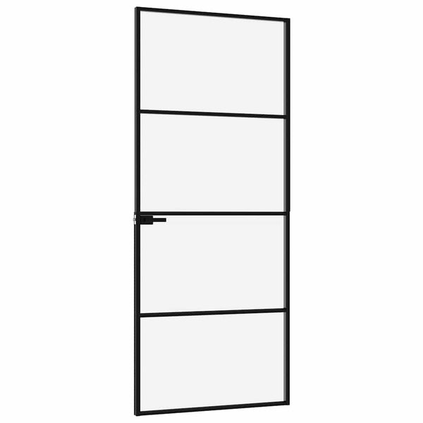 Innentür Schwarz 76x201,5 cm Hartglas & Aluminium Schlank