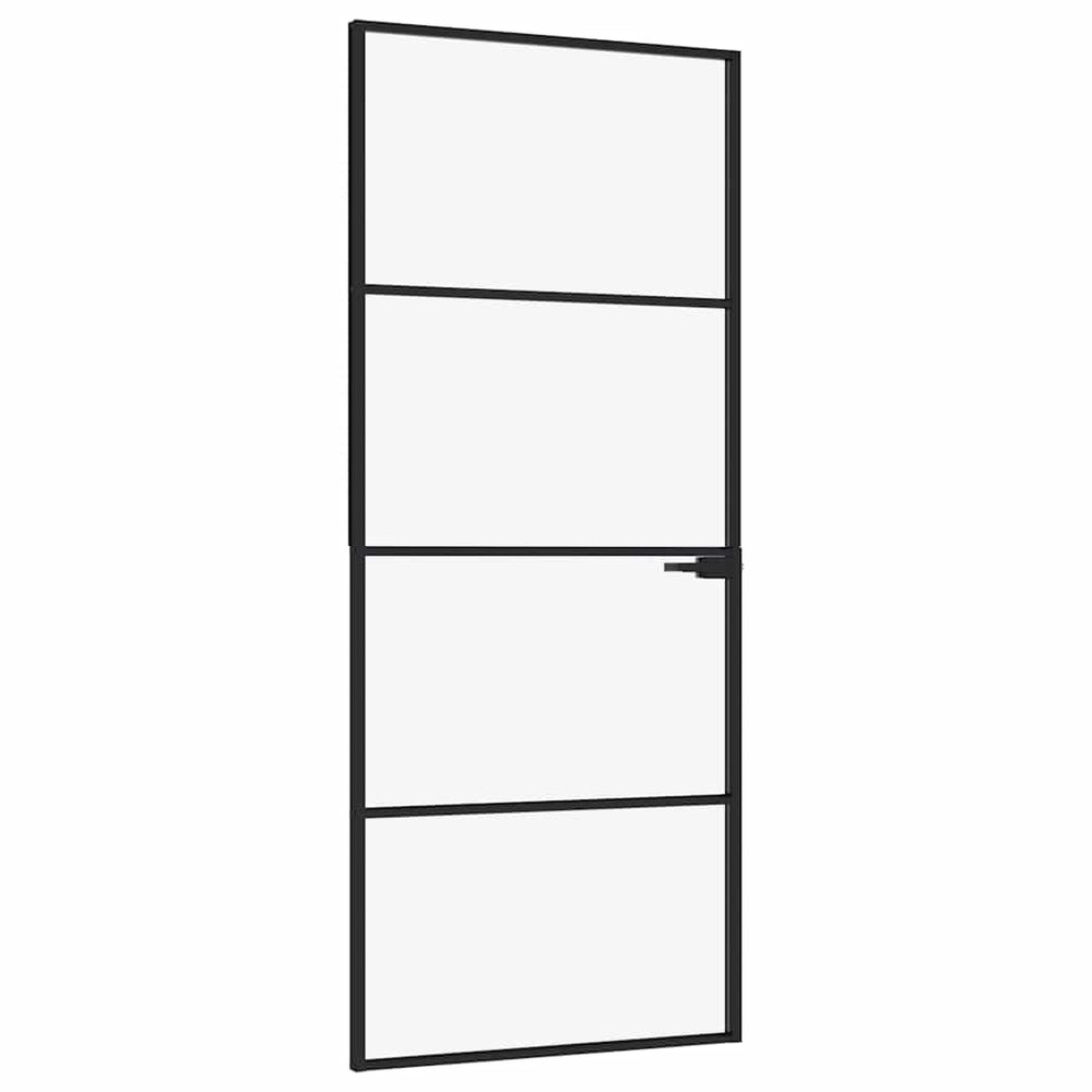 Innentür Schwarz 83x201,5 cm Hartglas & Aluminium Schlank