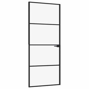 Innentür Schwarz 83x201,5 cm Hartglas & Aluminium Schlank