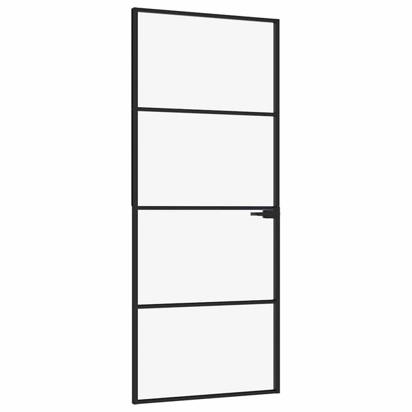Innentür Schwarz 83x201,5 cm Hartglas & Aluminium Schlank