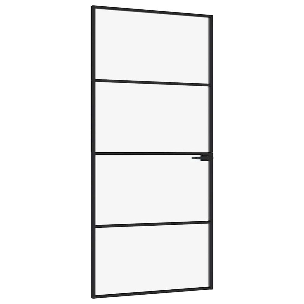 Innentür Schwarz 93x201,5 cm Hartglas & Aluminium Schlank