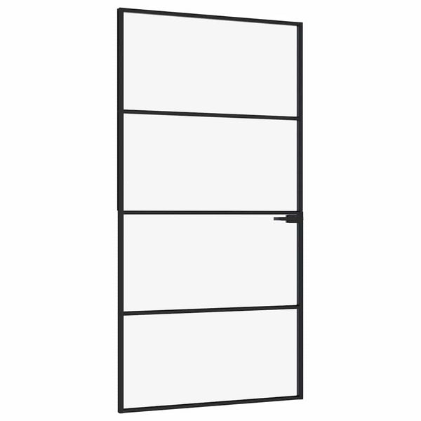 Innentür Schwarz 102x201,5 cm Hartglas & Aluminium Schlank