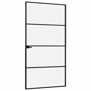 Innentür Schwarz 102x201,5 cm Hartglas & Aluminium Schlank