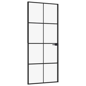 Innentür Schwarz 83x201,5 cm Hartglas & Aluminium Schlank