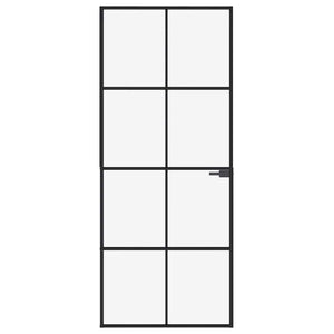 Innentür Schwarz 83x201,5 cm Hartglas & Aluminium Schlank