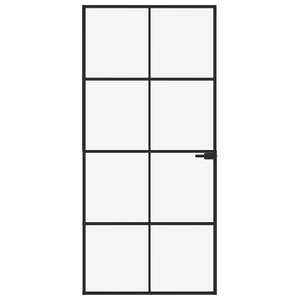 Innentür Schwarz 93x201,5 cm Hartglas & Aluminium Schlank