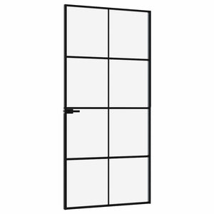Innentür Schwarz 93x201,5 cm Hartglas & Aluminium Schlank