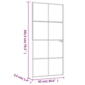 Innentür Schwarz 93x201,5 cm Hartglas & Aluminium Schlank