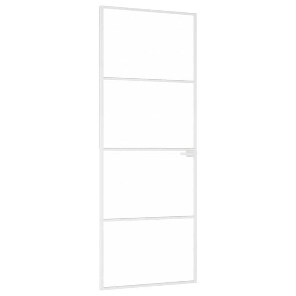 Innentür Weiß 76x201,5 cm Hartglas & Aluminium Schlank