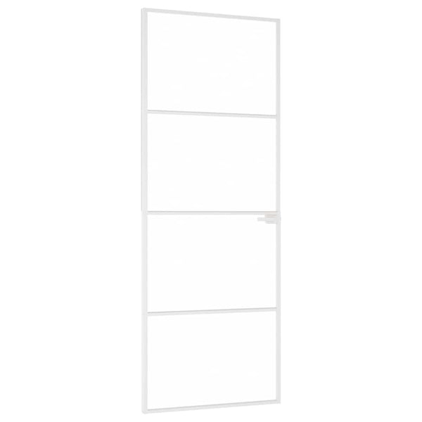 Innentür Weiß 76x201,5 cm Hartglas & Aluminium Schlank