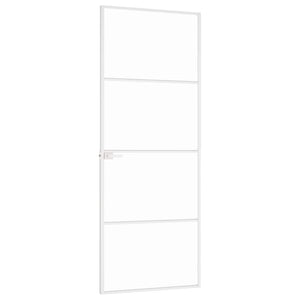 Innentür Weiß 76x201,5 cm Hartglas & Aluminium Schlank