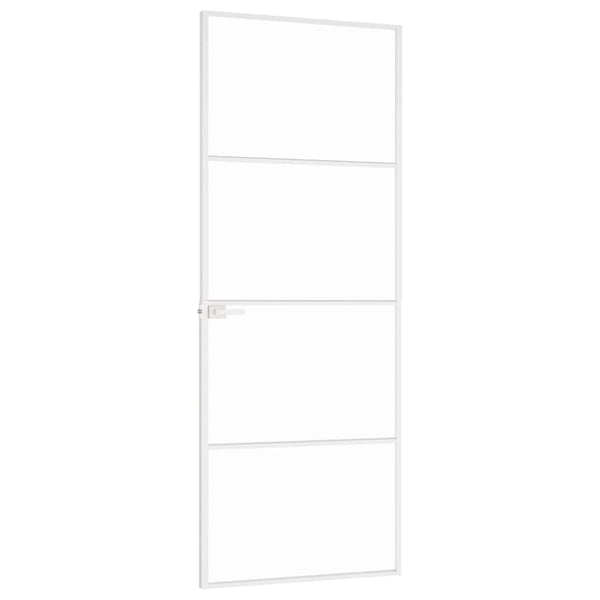 Innentür Weiß 76x201,5 cm Hartglas & Aluminium Schlank