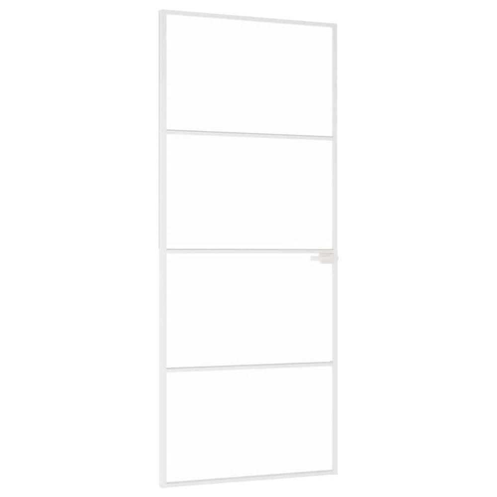 Innentür Weiß 83x201,5 cm Hartglas & Aluminium Schlank