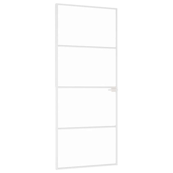 Innentür Weiß 83x201,5 cm Hartglas & Aluminium Schlank