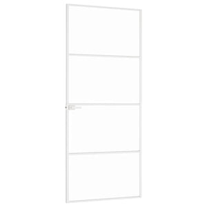 Innentür Weiß 83x201,5 cm Hartglas & Aluminium Schlank
