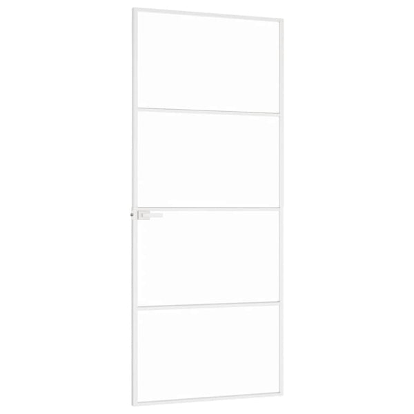 Innentür Weiß 83x201,5 cm Hartglas & Aluminium Schlank